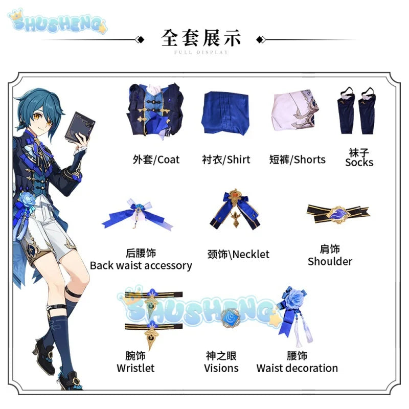 Spiel Genshin Impact Xingqiu Cosplay Xinqiu Bambusregen-Version Cosplay Xingqiu Frostflower Cosplay