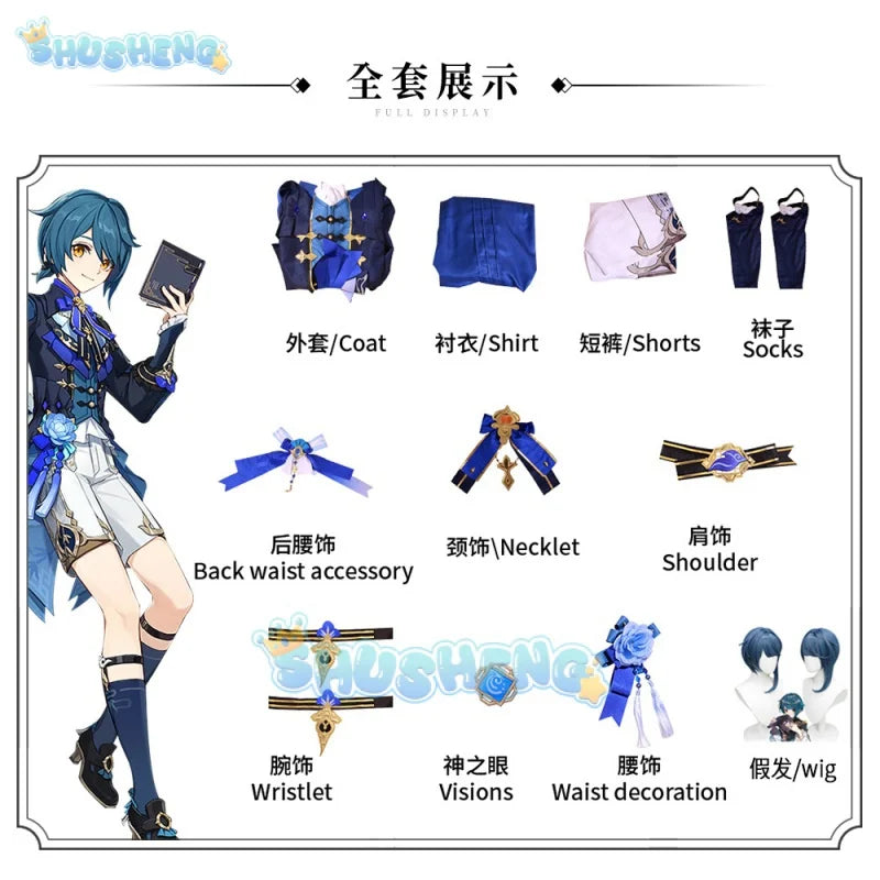Spiel Genshin Impact Xingqiu Cosplay Xinqiu Bambusregen-Version Cosplay Xingqiu Frostflower Cosplay