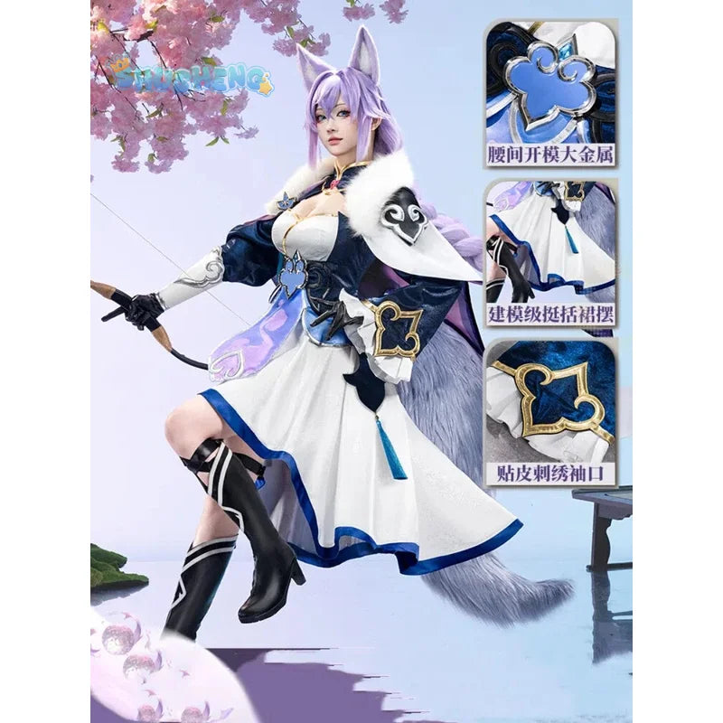 Game Honkai: Star Rail Baiheng Cosplay Costume Latest wig, shoes, earrings, props, complete set of Halloween custom uniforms
