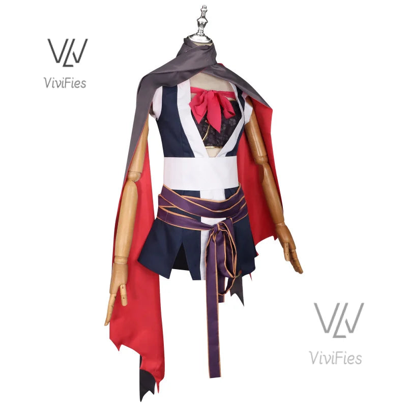 Game Senren*Banka Hitachi Mako Cosplay Costume Halloween Japanese Game Suit Lovely Women Kimono New in stock