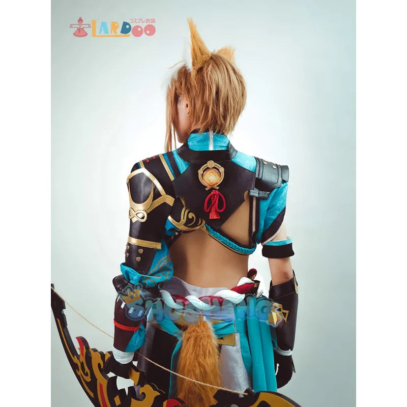 Spiele Genshin Impact Gorou Cosplay Kostüm Männer Blue Fox Boy Halloween Hosen Schwanz Full Set