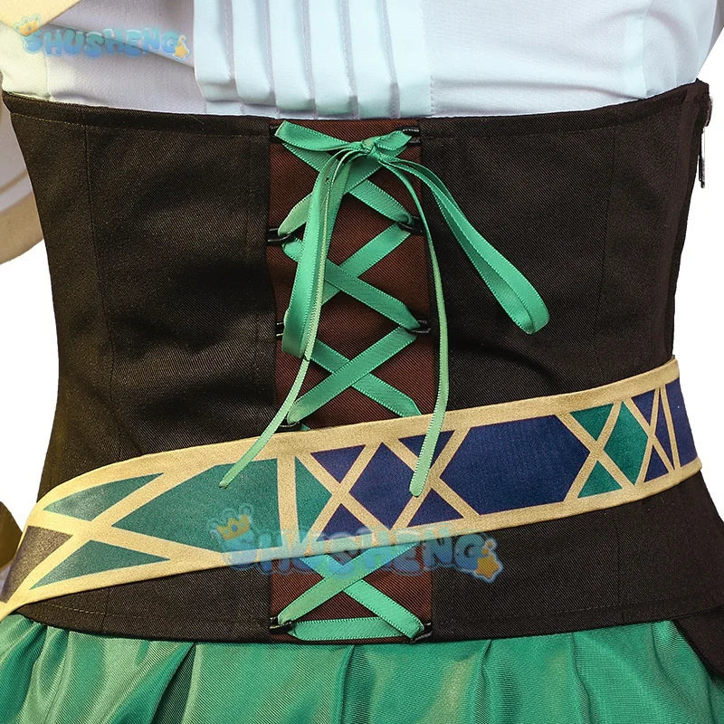 Genshin Impact Cosplay Venti Kostüm Partykleid mit Perücke Erwachsene Frauen Halloween Karneval Cos Kleidung Outfit