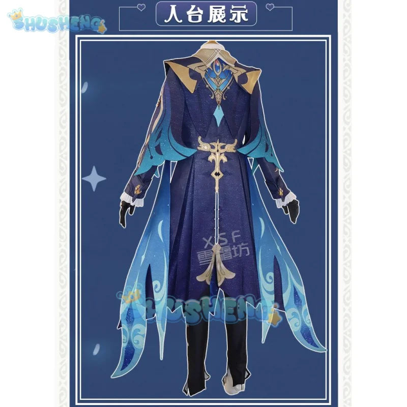 Genshin Impact Fontaine Neuvillette Cosplay-Kostüm, Anime-Spiel, Cos, Wasserfiguren, Uniform, kompletter Satz