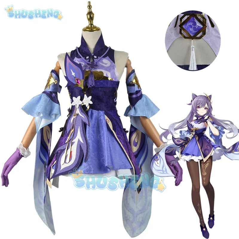 Genshin Impact Keqing Cos Kleidung Spiel Anime Cosplay Kostüm