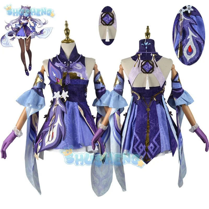 Genshin Impact Keqing Cos Kleidung Spiel Anime Cosplay Kostüm