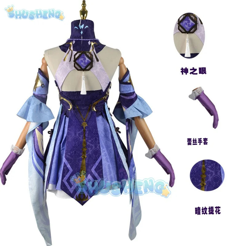 Genshin Impact Keqing Cos Kleidung Spiel Anime Cosplay Kostüm