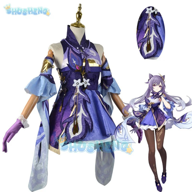 Genshin Impact Keqing Cos Kleidung Spiel Anime Cosplay Kostüm