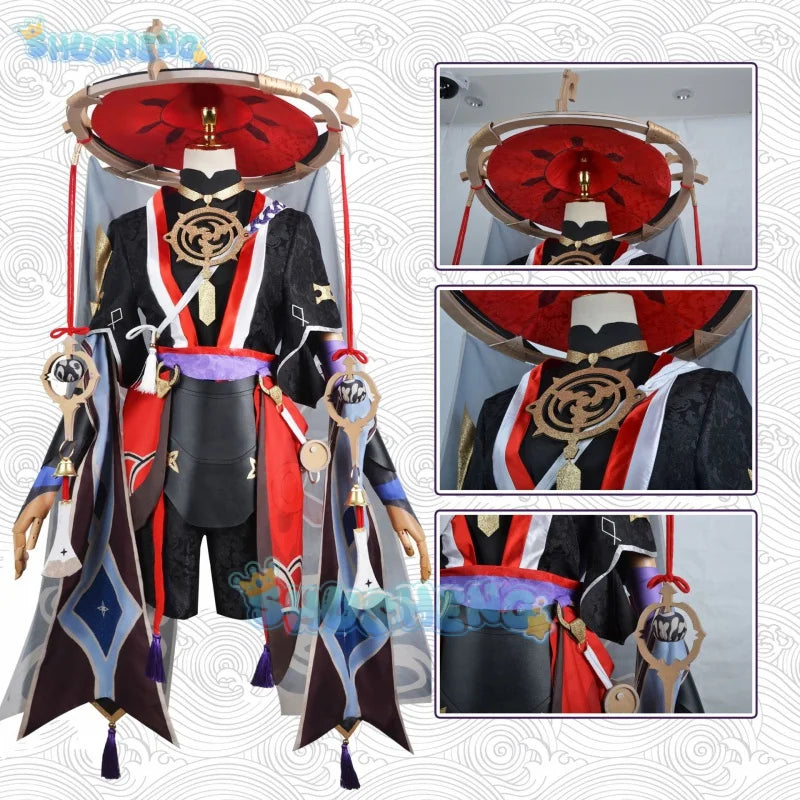 Genshin Impact Kunikuzushi Wanderer Cosplay-Kostüm und Wanderer-Perücke, Wanderer-Schuh