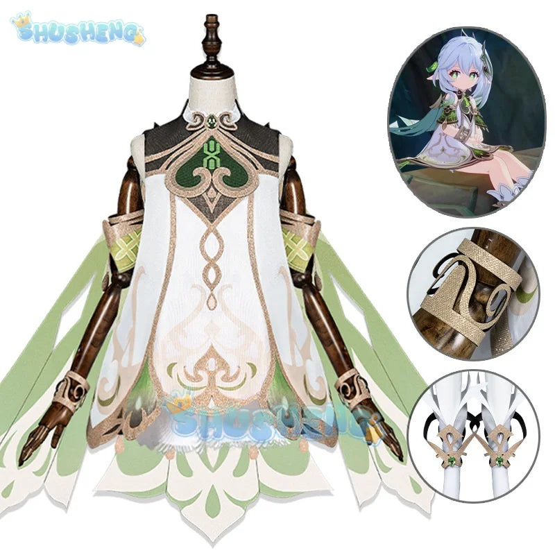 Genshin Impact Nahida Cosplay-Kostüm, Perücke, kleiner Lord Kusanali, Outfits, Uniformkostüme