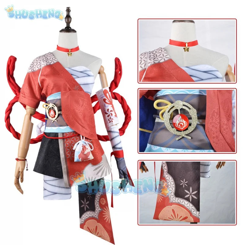 Genshin Impact Yoimiya Cos Kleidung Spiel Anime Cosplay Kostüm