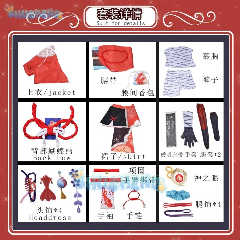 Genshin Impact Yoimiya Cos Kleidung Spiel Anime Cosplay Kostüm