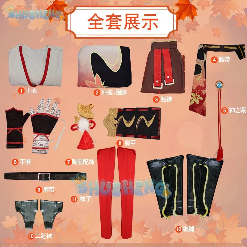 Genshin Impact Cos Kaedehara Kazuha Cosplay Kostüm Anzug Set Spiel Halloween Party