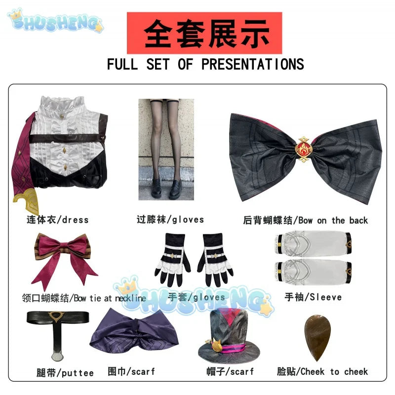 Genshin Impact Cos Lyney Cosplay Anime-Spiel-Kleidungsset