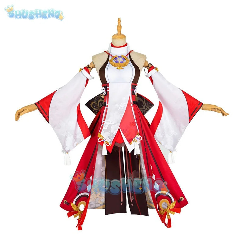 Genshin Impact Cos Yae Miko Cosplay Uniform Kleid Outfits Halloween Kostüme für Frauen