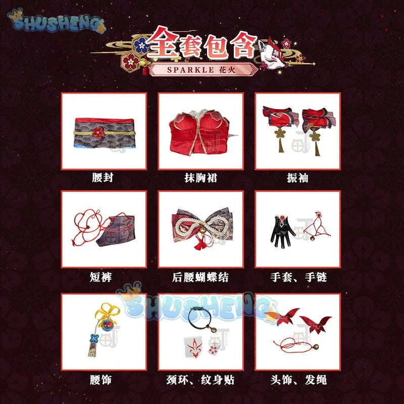 Honkai: Star Rail Cos Sparkle Cosplay Vollständiges Set mit Anime-Spielkostümen für Frauen