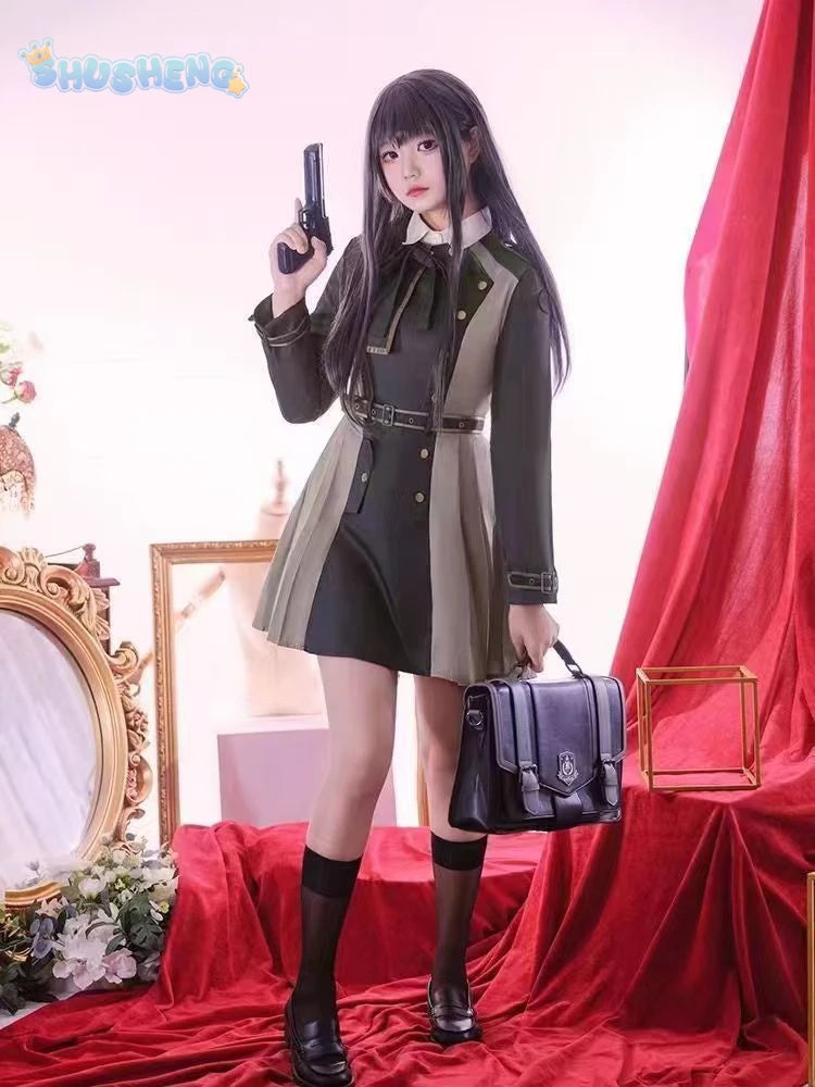 Lycoris Recoil Nishikigi Chisato Inoue Takina Cosplay dress Wigs bags, accessories Halloween Christmas male Woman uniform