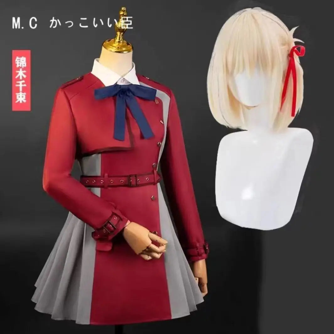 Lycoris Recoil Nishikigi Chisato Inoue Takina Cosplay dress Wigs bags, accessories Halloween Christmas male Woman uniform