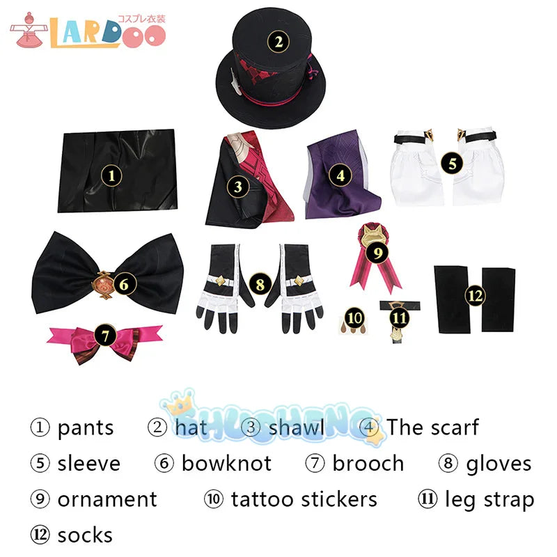 Lyney Cosplay Costume Game Genshin Impact Twins lyney Magic Hat Trick Uniform Halloween Women Full Set