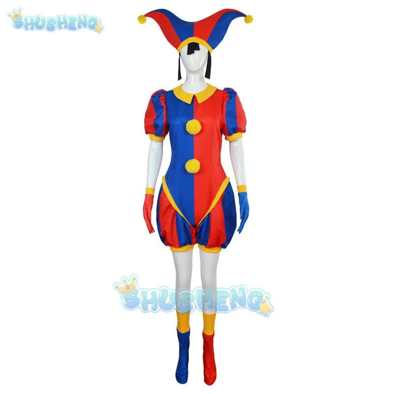 Magical Digital Circus Pamni Cosplay eng anliegender Overall Pomni Rollenspiel Weihnachten