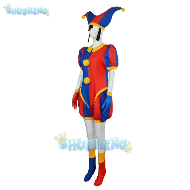 Magical Digital Circus Pamni Cosplay eng anliegender Overall Pomni Rollenspiel Weihnachten