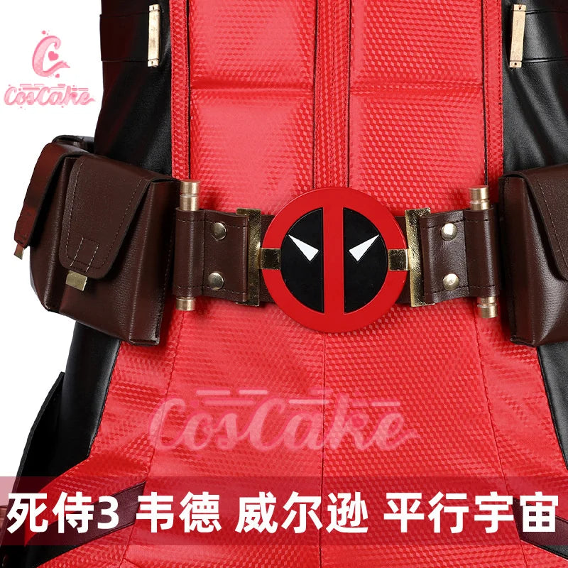 New Movie Deadpool Cosplay Costume Red Zentai Bodysuit Party Men Wolverine Full Jumpsuits Sword Bag Boots Belt Custom Made