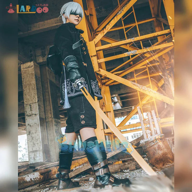NieR Automata YoRHa No.9 Type S Cosplay-Kostüm 9S Uniformen Jacke Hose Rucksack Hosenträger Handschuhe Krawatte Strümpfe Schutzbrille