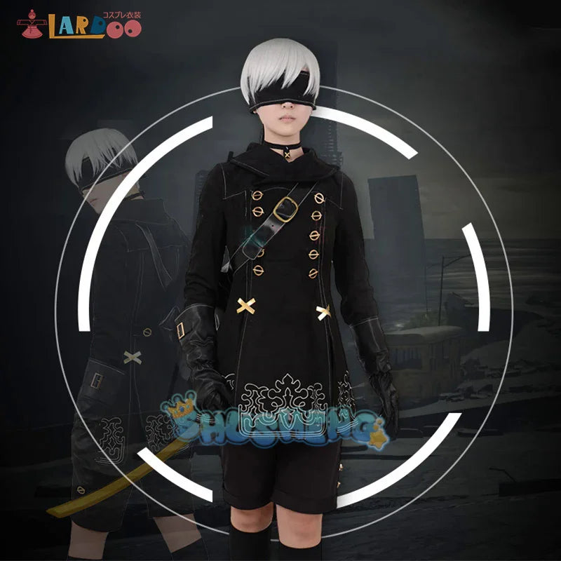 NieR Automata YoRHa No.9 Type S Cosplay-Kostüm 9S Uniformen Jacke Hose Rucksack Hosenträger Handschuhe Krawatte Strümpfe Schutzbrille