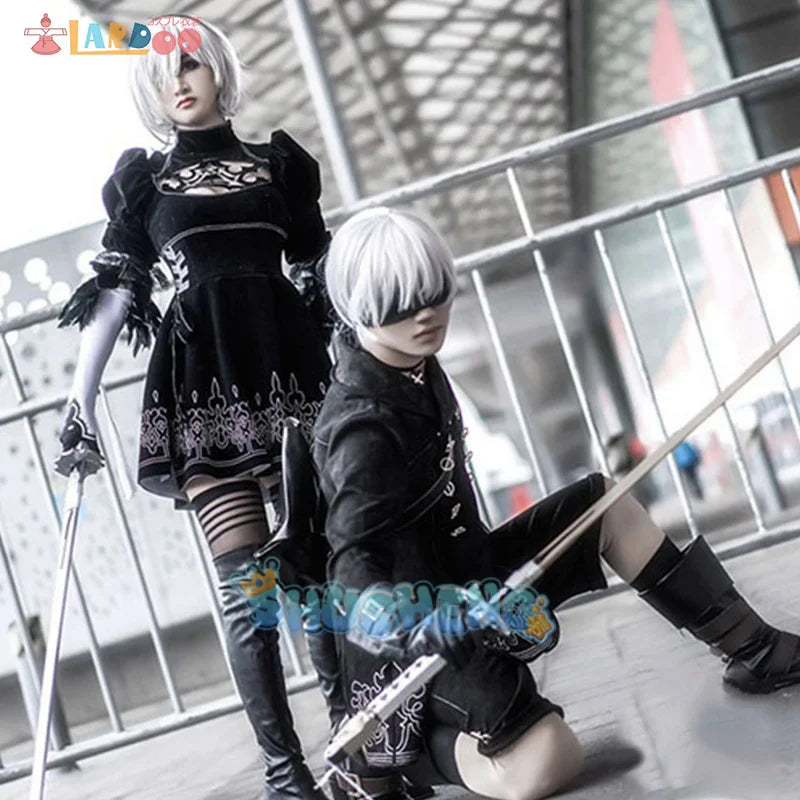 NieR Automata YoRHa No.9 Type S Cosplay-Kostüm 9S Uniformen Jacke Hose Rucksack Hosenträger Handschuhe Krawatte Strümpfe Schutzbrille