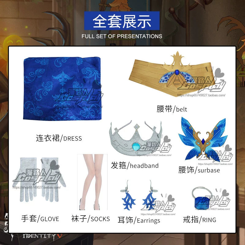 IdentityV Game Emily Dyer Doctor Firefly Blue Evening Dress New Arrival Cosplay Costume Women Hot Sale Party Suit High Quality