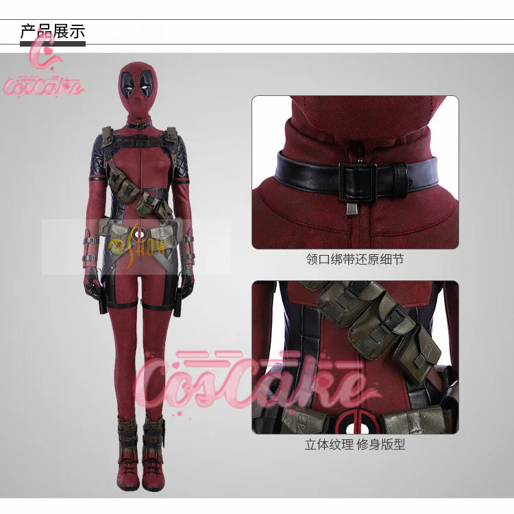 New Deadpool Cosplay Cosutme Wade Winston Wilson Jumpsuit Belt Cosplay Costume Movie Anti-hero Suit Halloween Women's version