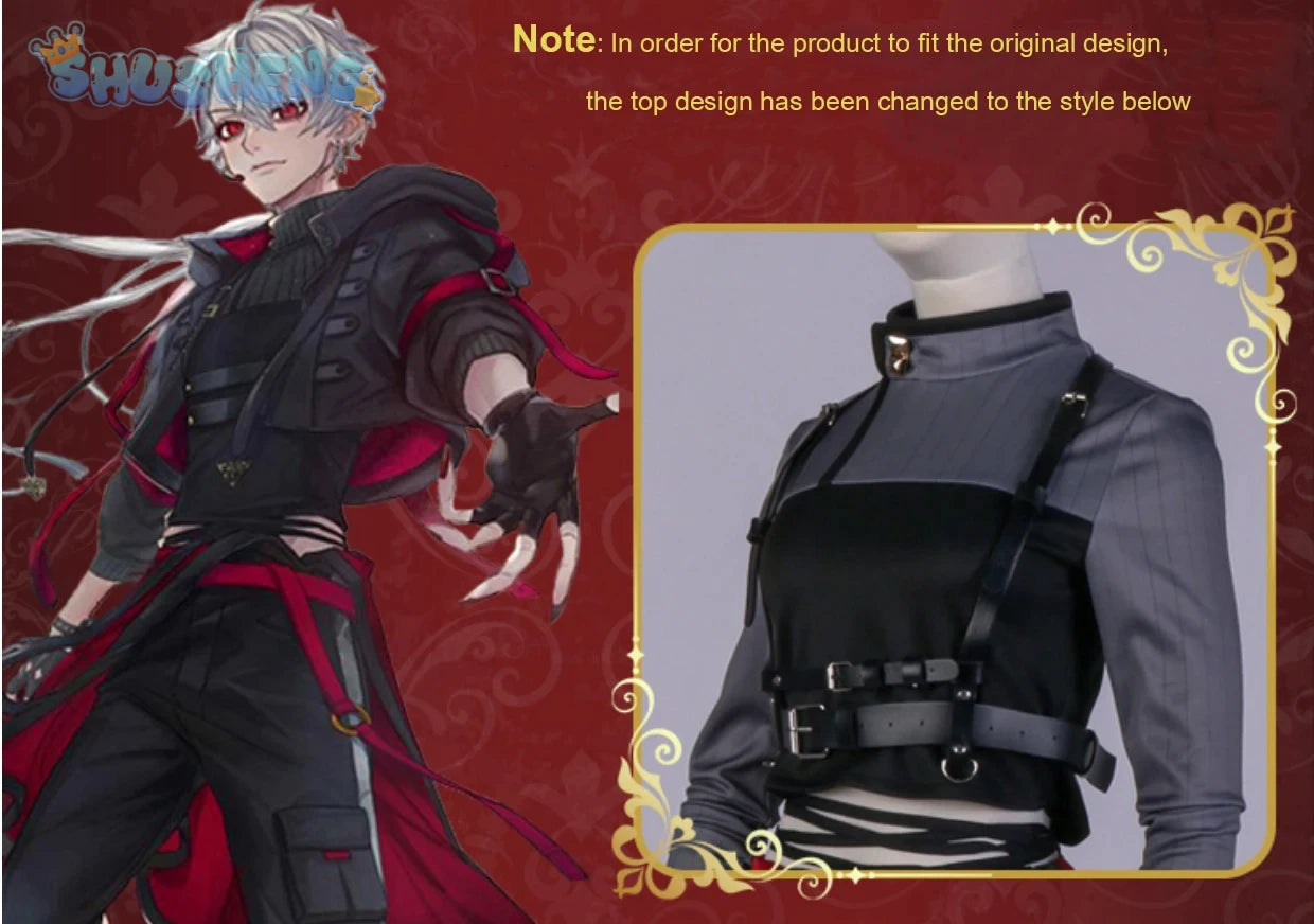 Anime VTuber Nijisanji Kuzuha Game Suit Gorgeous Handsome Uniform Cosplay Costume Halloween Party Role Play Outfit Men
