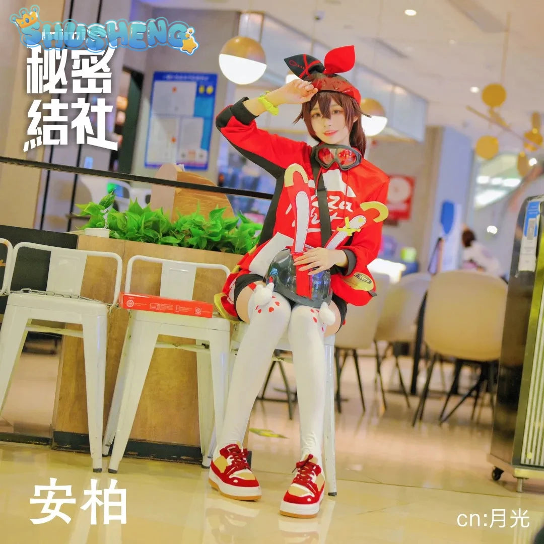 Anime Genshin Impact Amber Linkage Waiter Game Suit Lovely Uniform Cosplay Costume Halloween Party Outfit IN STOCK
