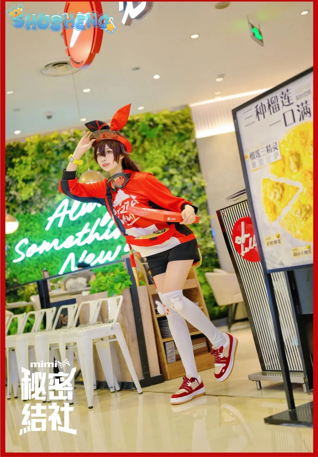 Anime Genshin Impact Amber Linkage Waiter Game Suit Lovely Uniform Cosplay Costume Halloween Party Outfit IN STOCK