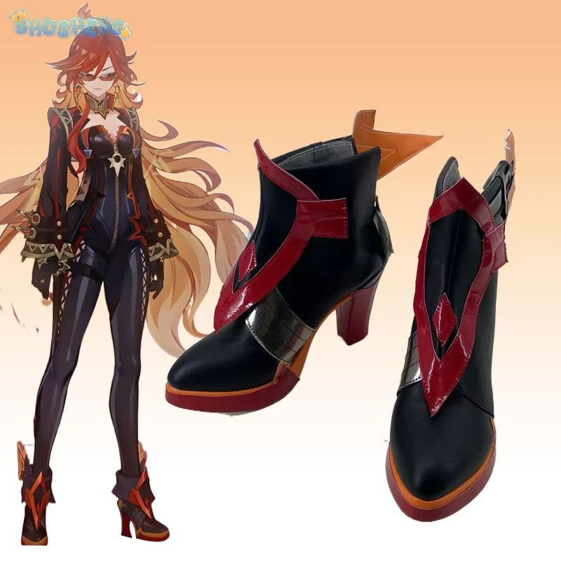 Mavuika Cosplay Game Genshin Impact Men's and women's boots Universal Fashion High Heels Halloween Party Role Play Accessories