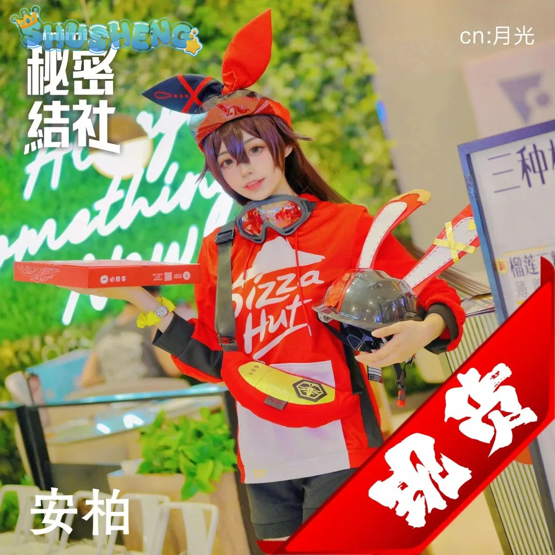 Anime Genshin Impact Amber Linkage Waiter Game Suit Lovely Uniform Cosplay Costume Halloween Party Outfit IN STOCK