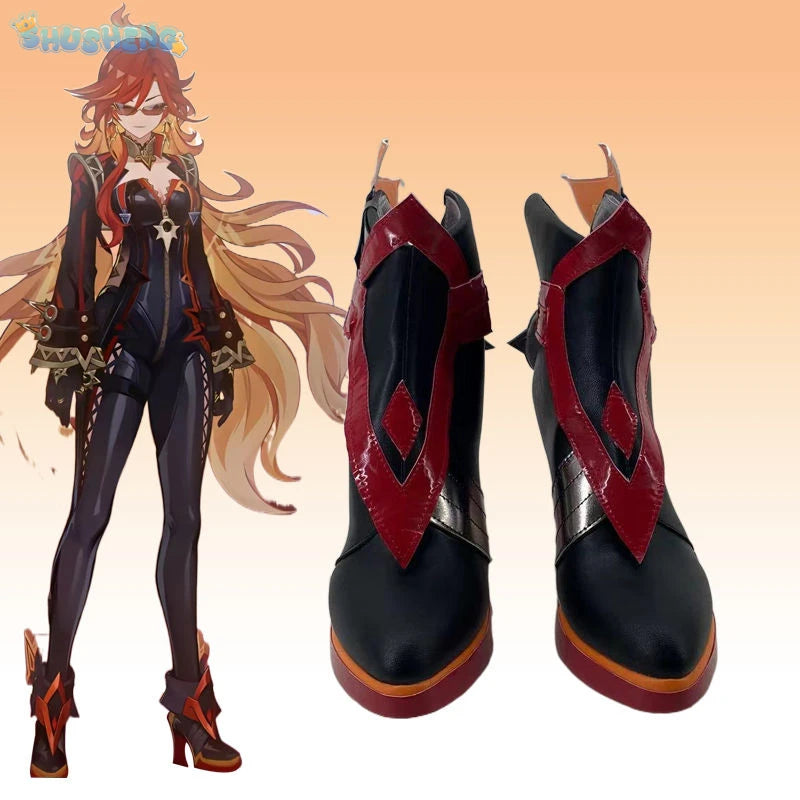 Mavuika Cosplay Game Genshin Impact Men's and women's boots Universal Fashion High Heels Halloween Party Role Play Accessories