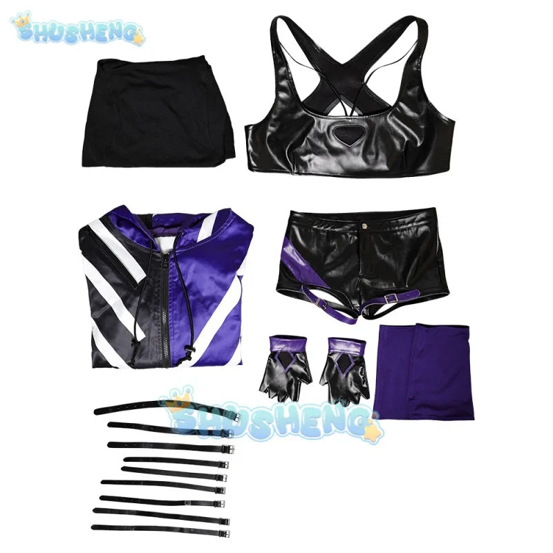 Tekken 8 Reina Cosplay Fantasia Kostüm Disguise Erwachsene Frauen Jacke Tops Shorts Roleplay Outfit Halloween Karneval Party Kleidung