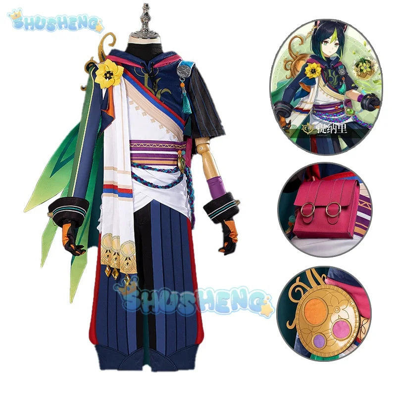 Tighnari Cosplay-Kostüm Genshin Impact Kleid Uniform Spiel Rollenspiel-Outfit für Halloween Weihnachten