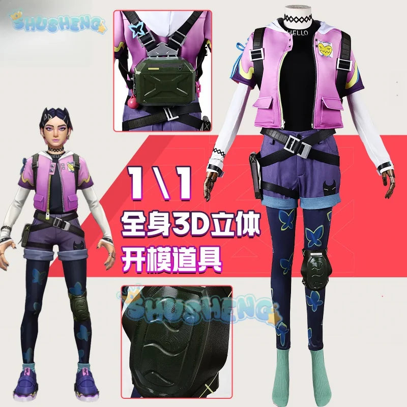 Valorant cos Clove Cosplay Vollständiges Set mit Anime-Charakterkostümen für Männer und Frauen