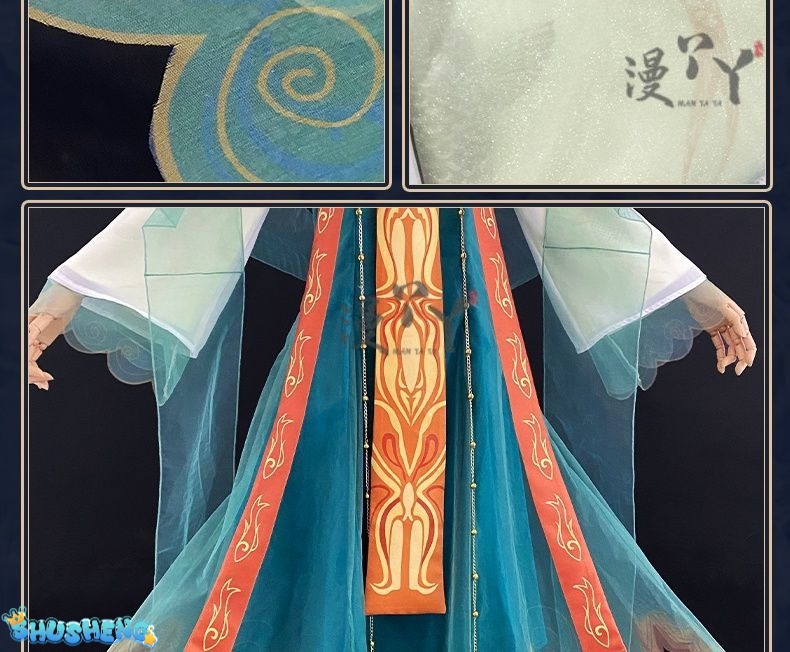 Identity Ⅴ Cosplay Grace Naiad Yao Cai Costume Halloween Carnival Chinese Style Gorgeous Hanfu Dress Props and Accessories Set