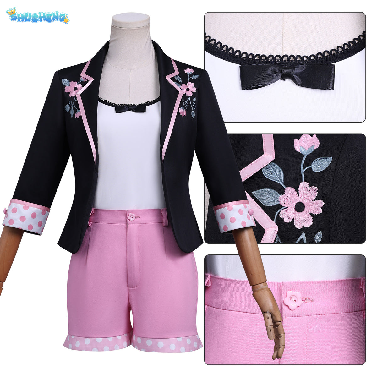 Shusheng-N Dupain Cheng Cosplay Costume Miraculous S6 Marinette Clumsy Girl Wig Skirt Women Halloween Party Anime Event Roleplay Uniform
