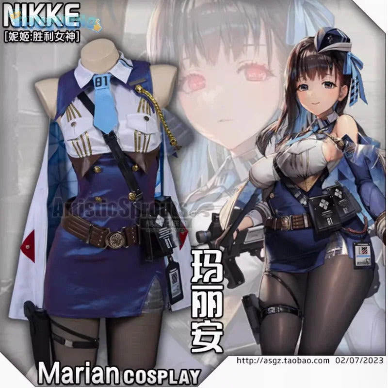 Nikke: Goddess of Victory Cosplay Marianne Costume Marian Women sexy bag buttocks skirt shirt tie hat socks Halloween uniform