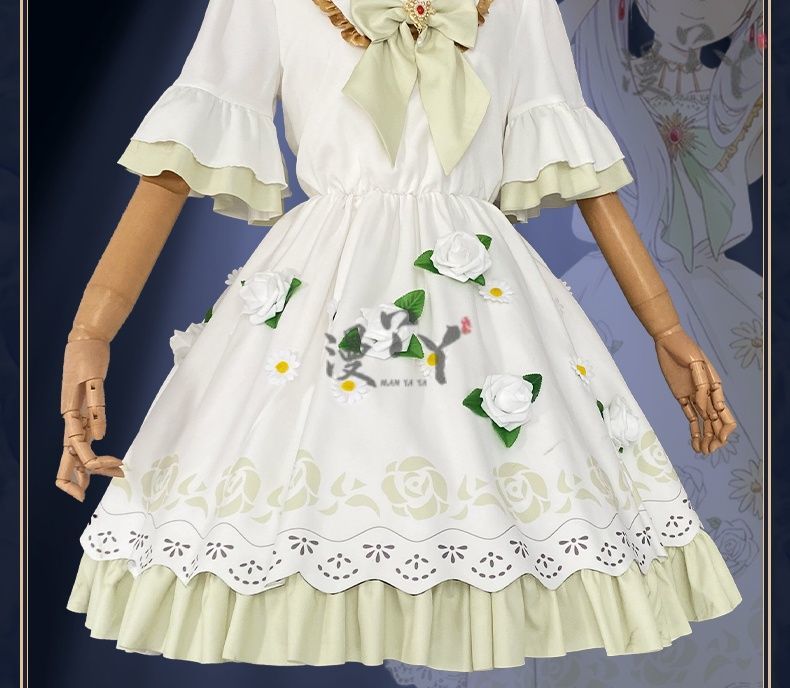 Anime Frieren: Beyond Journey's End Cosplay Costume White Flower Skirt Princess Dress Woman Sexy Masked Ball Party Suit