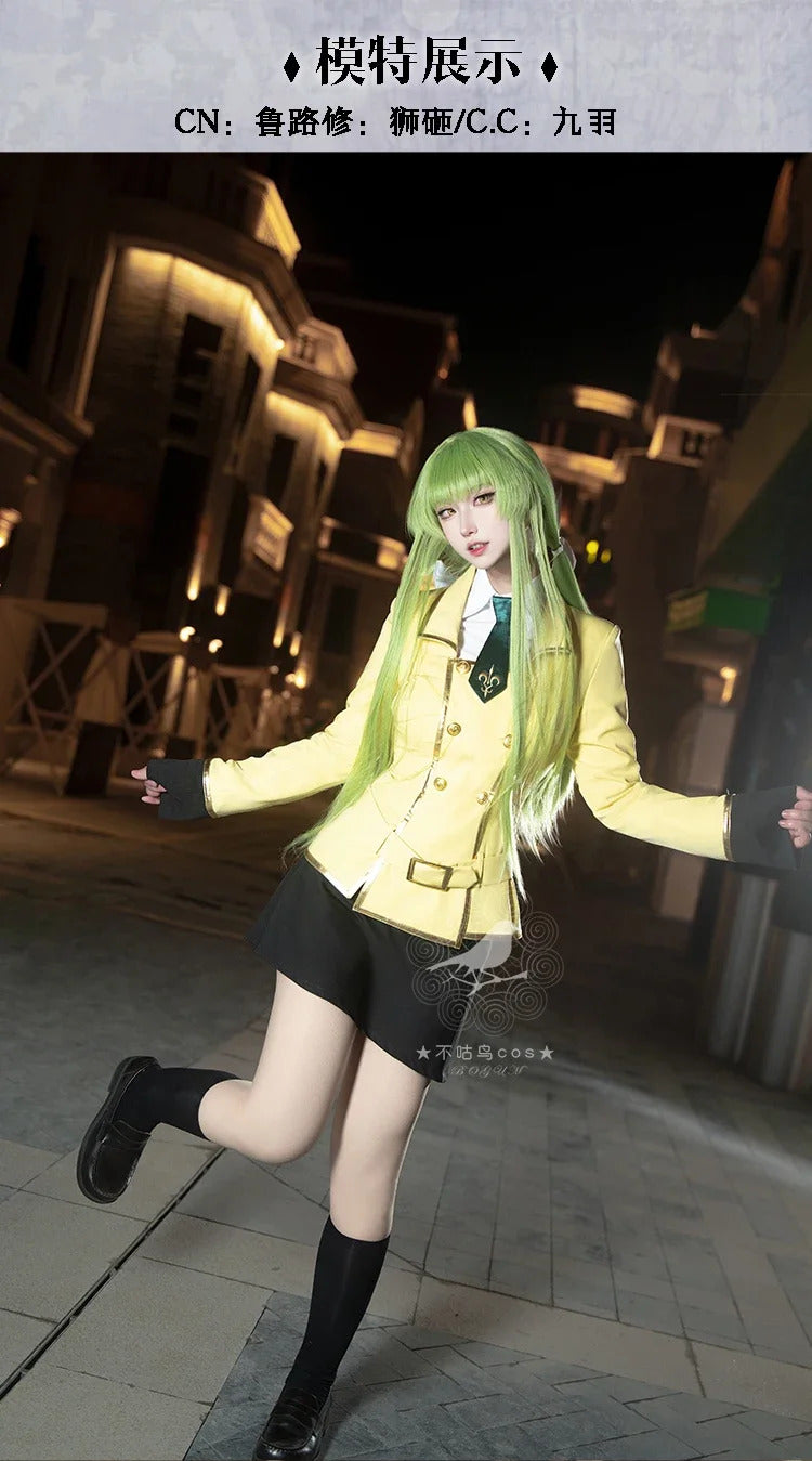 Anime Lelouch Lamp Rouge Cosplay Costume Nezuko Cosplay Code Geass CC Cosplay Halloween Uniform Girls School Dress