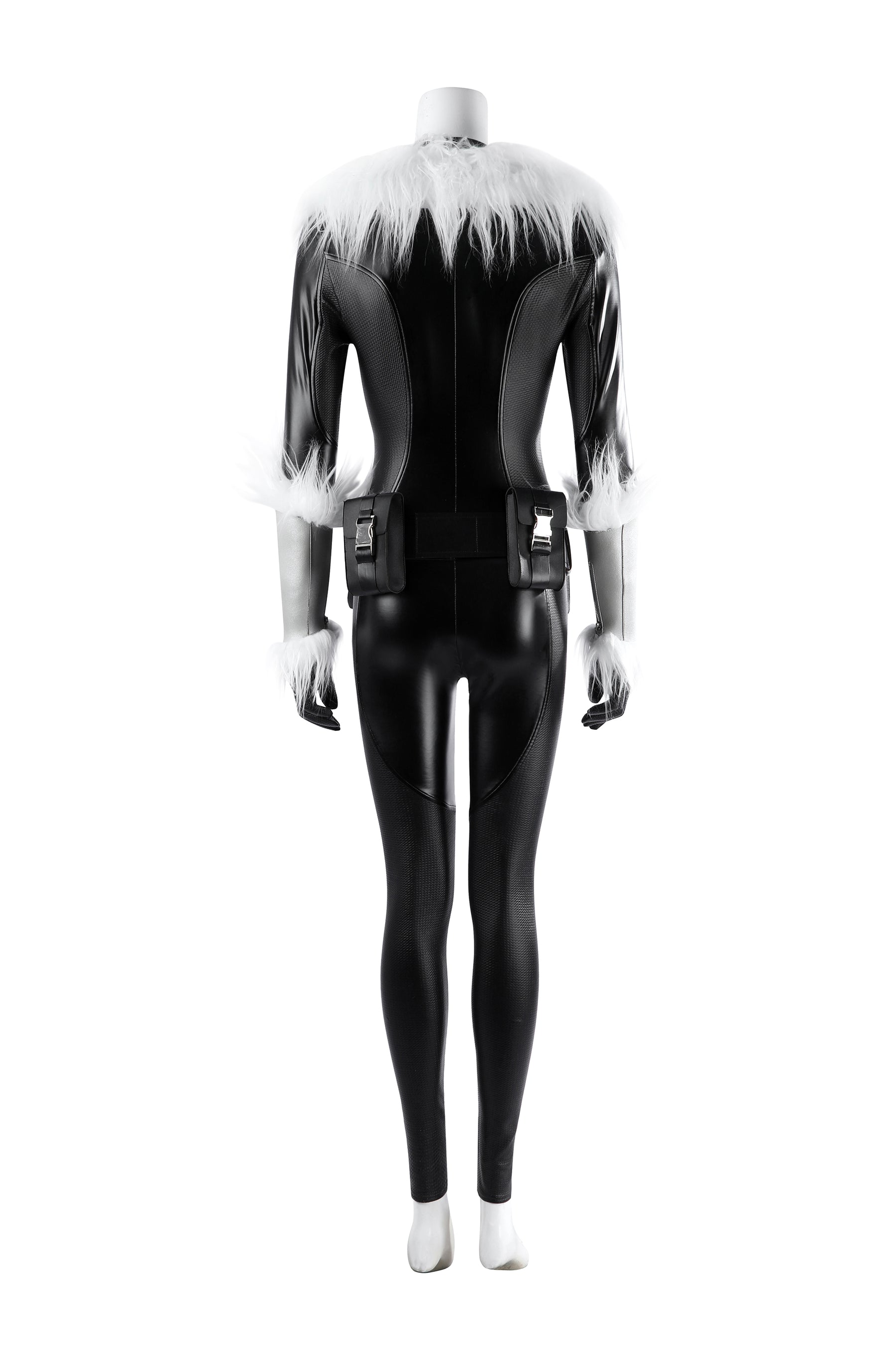 Women's Fortnite Cat Fullbody Black Catsuit Cosplay Costume Whip Zipper Patch for Halloween Cosplay costume