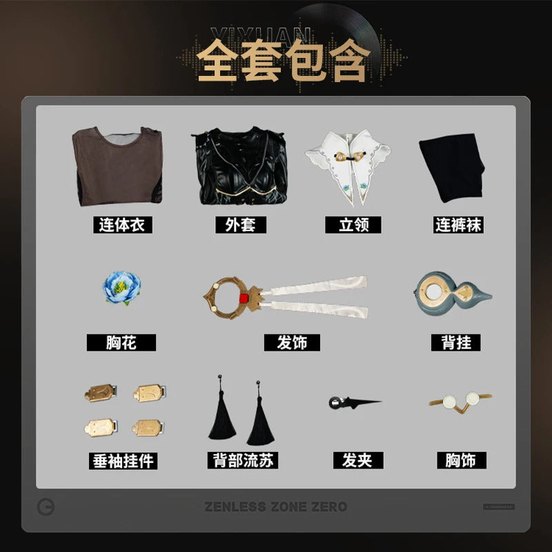 Zenless Zone Zero Yixuan Cosplay Costume Trails of Ink Uniform New Skin Yunkui Summit Headwear Halloween Party for Women Girls