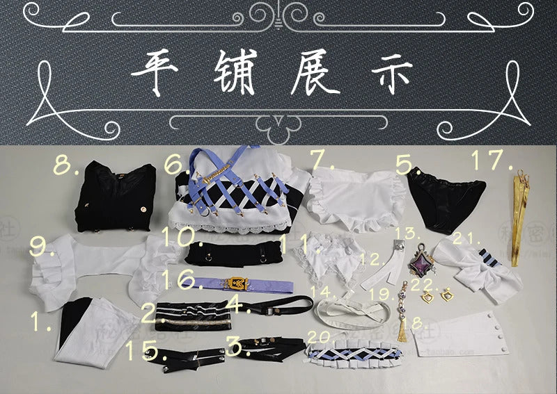 Game Nu: Carnival Blade Cosplay Costume Halloween Carnival Sweet Maid Dress Accessories Prop Set Woman Man Lolita Blade Uniform