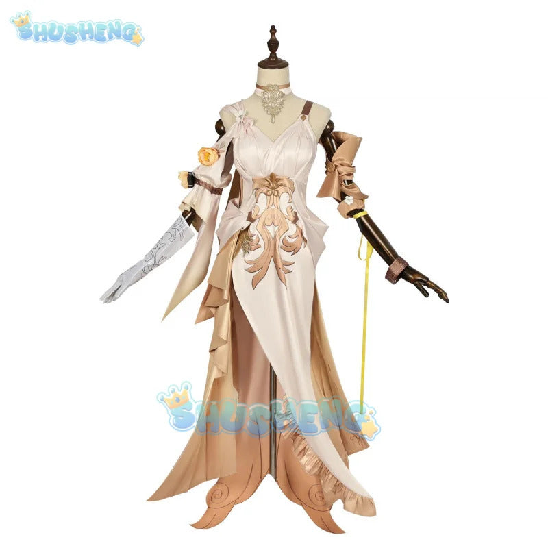 Honkai Star Rail Aglaea Cosplay Costume Wig Dress Headwear Amphoreus The Goldweaver Carnival Halloween Party Women Props