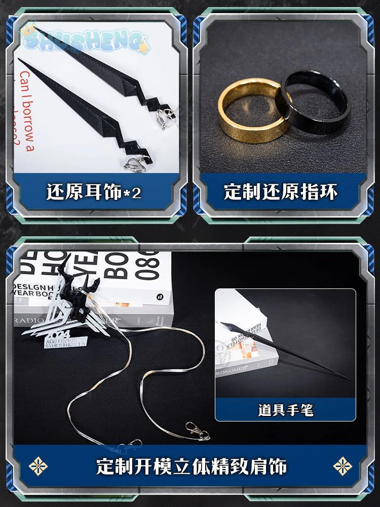 Game Arknights logos cosplay aefanyl costume fashionable handsome cloak ring gloves props set Halloween party Woman Man uniform