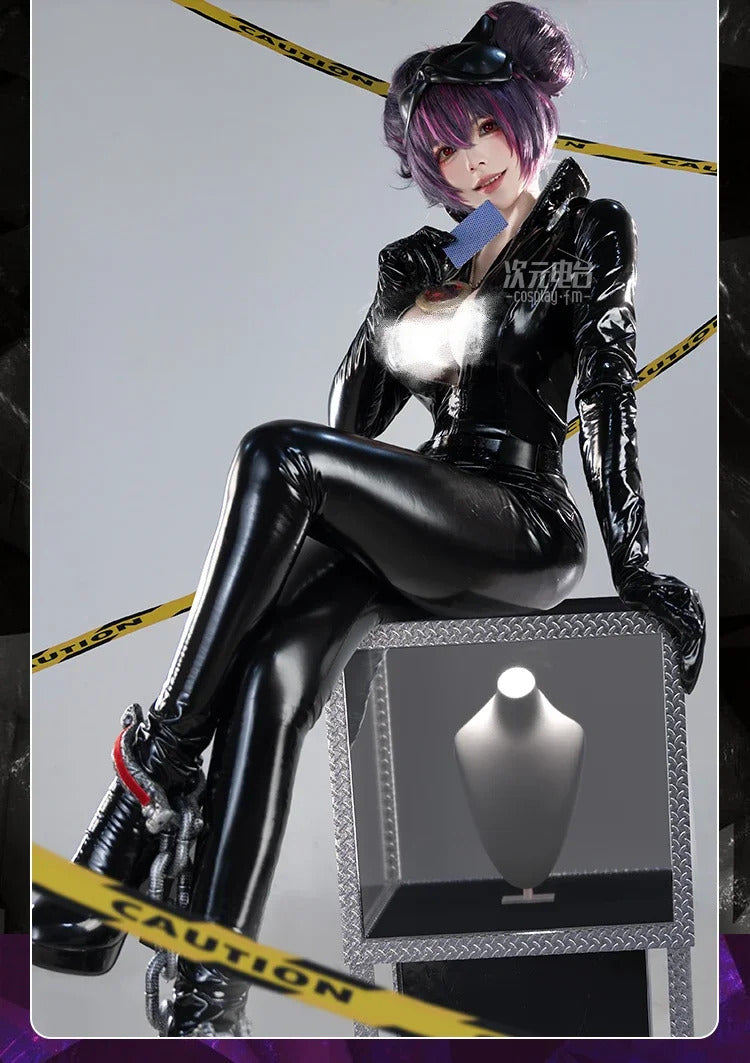 GODDESS OF VICTORY: NIKKE Quency Kansi Escape Queen Cosplay Costume Sexy black leather jumpsuit prop accessory Halloween set